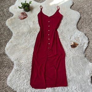 Maroon front button dress